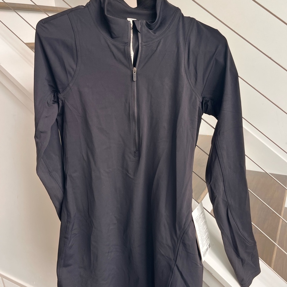 Lululemon Athletica Black Quarter-Zip Dress